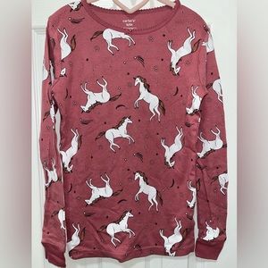 Carter’s unicorn girl pj long sleeve shirt, size 12